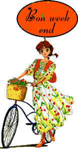 Gif animé bon week-end fille et vélo